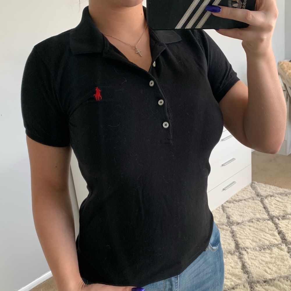 Women black polo shirt